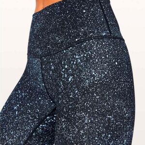 Women's Black & Blue Speckled High-Waist Leggings By Lululemon.  Size 2.